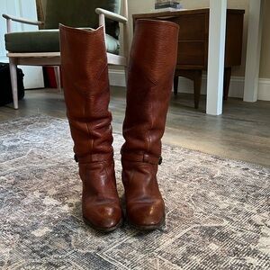 Frye cognac leather knee high boots